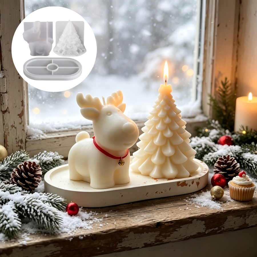 Candle Making Kit - Clay Silicone Mold 3pcs Set: Christmas