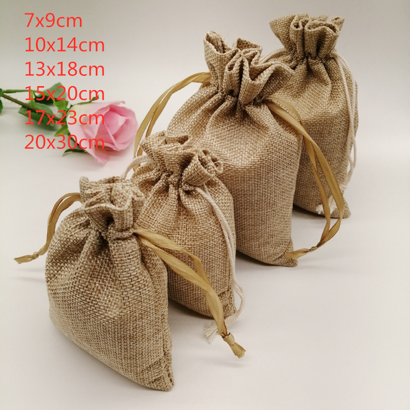 Jute Bag Packaging - 10-1000 Cái/lốc Đay Linen Túi Dây