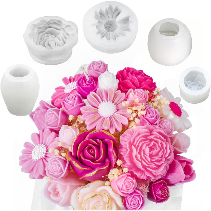 5Flower Candle Mold Set，3D Flo - đánh giá và giá Candle Making Kit