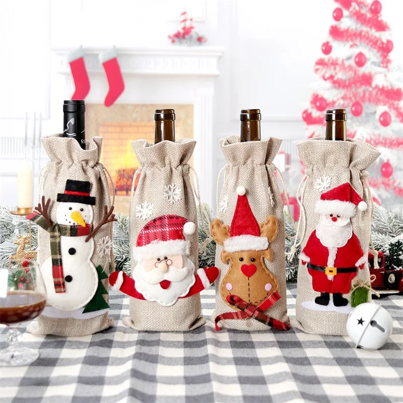 Xmas Snowman Santa Claus Wine  - đánh giá và giá Jute Bag Packaging